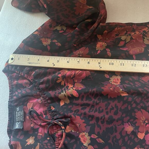 Vintage Y2K Notations Shirt Women Petite Large Black Red Floral Whimsigoth Fairy - Picture 9 of 10